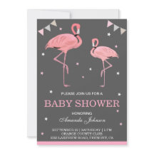 Convite de Chuveiro de Bebê Flamingo Rosa Fofo