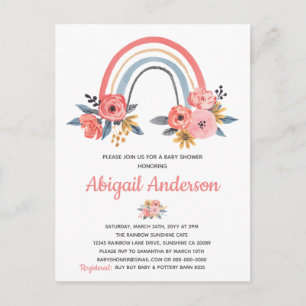 Convite de Chuveiro de Bebê Floral Arco-Íris Aquar