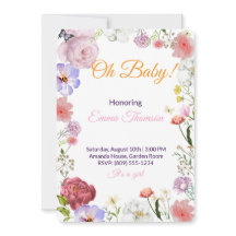 Convite de Chuveiro de Bebê Floral Elegante – Aqua