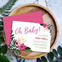 Convite de Chuveiro de Bebê Floral Tropical