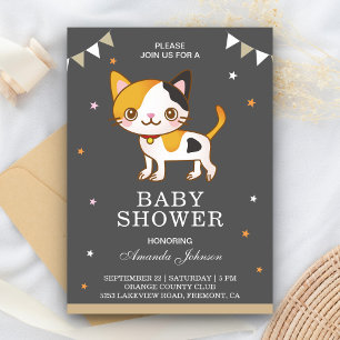 Convite de Chuveiro de Bebê Gatinho Fofo