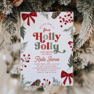 Convite de Chuveiro de Bebê Holly Jolly