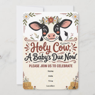 Convite de Chuveiro de Bebê Holy Cow Moo Cow