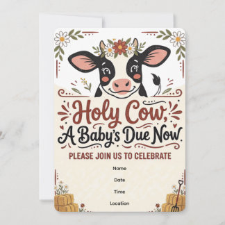  Convite de Chuveiro de Bebê Holy Cow Moo Cow