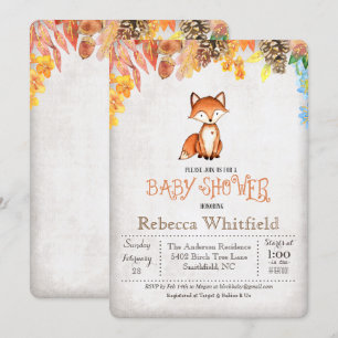 Convite de Chuveiro de Bebê Little Fox Baby