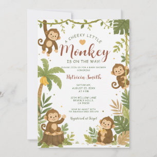 Convite de Chuveiro de Bebê Macaquinho Travesso Se