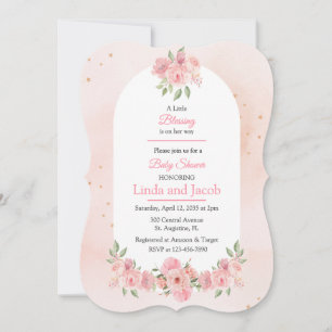 Convite de Chuveiro de Bebê Menina Floral Rosa Cri