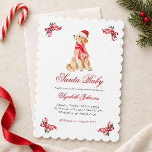 Convite de Chuveiro de Bebê Natal Cachorrinho Sant