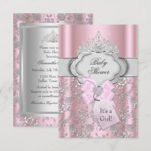 Convite de Chuveiro de Bebê Princesa com Tiara Pre