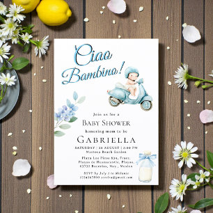 Convite de Chuveiro de Bebê Scooter Azul Claro Cia