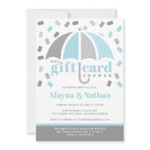 Convite de Chuveiro de Cartão de Presente em Azul