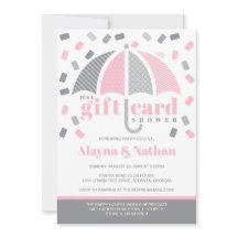 Convite de Chuveiro de Cartão Presente em Rosa e C