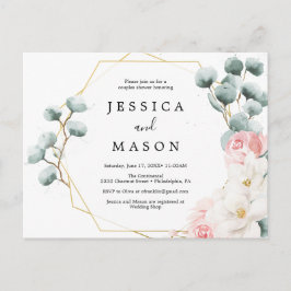 Convite de Chuveiro de Casais com Verdura Floral