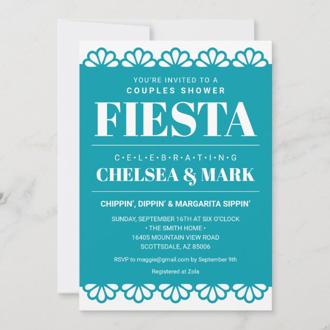 Convite de Chuveiro de Casais Papel Picado (Frente)