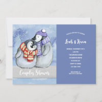 Convite de Chuveiro de Casais Pinguim Casal