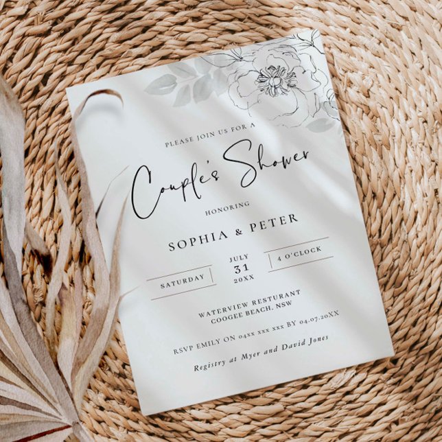 Convite de Chuveiro de Casal de Ilustração Botânic (Criador carregado)