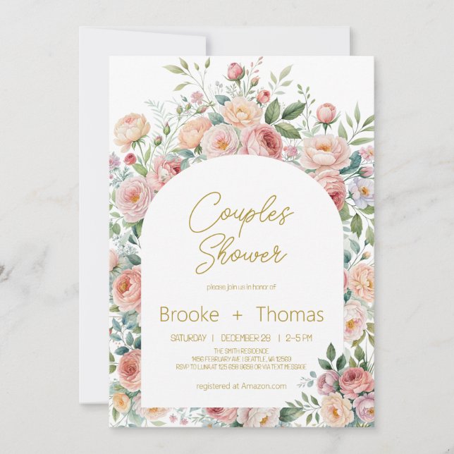 Convite de Chuveiro de Casal Elegante e Chique (Frente)