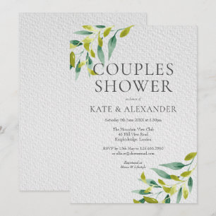 Convite de Chuveiro de Casal Folhas de Prado Fresc