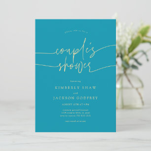 Convite de Chuveiro de Casal Minimalista Script Az