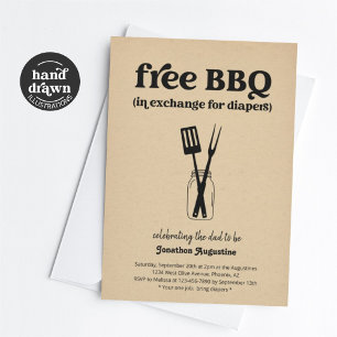 Convite de Chuveiro de Diapers BBQ Engraçado para 