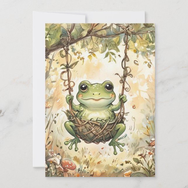 Convite de Chuveiro de Download Digital Baby Frog (Frente)
