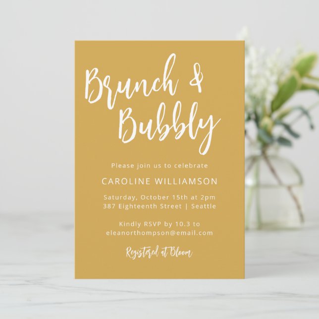 Convite de Chuveiro de Espuma de Brunch de Letra M (Em pé/Frente)