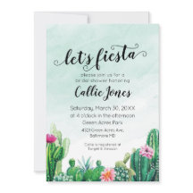 Convite de Chuveiro de Fiesta de Suculentas em Aqu