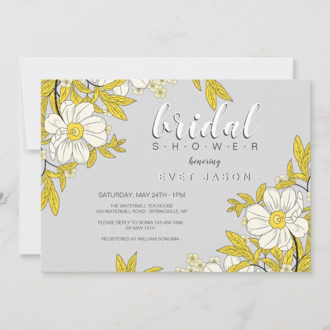 Convite de Chuveiro de Flores de Botão-de-Ouro (Frente)