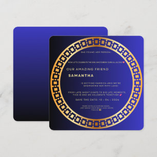 Convite de Chuveiro de Noiva Azul Real e Dourado –