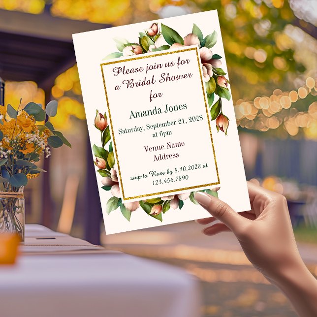 Convite de Chuveiro de Noiva Boho com Arco Floral  (Elegant Floral Arch Boho Bridal Shower Invitation)