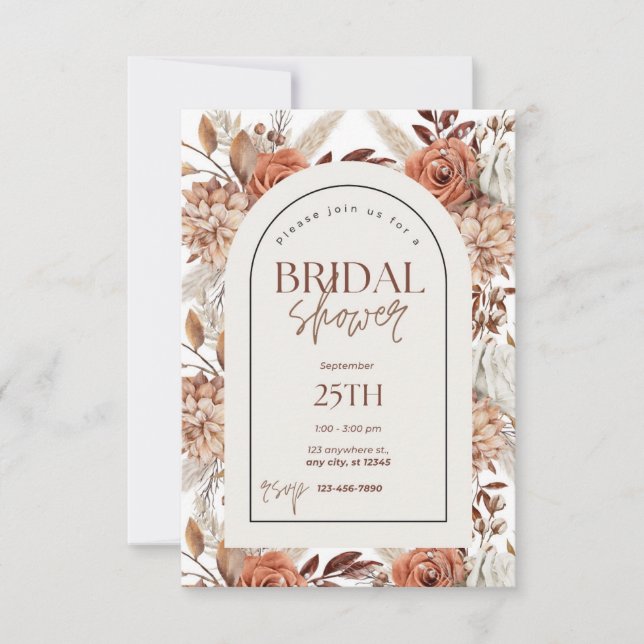 Convite de Chuveiro de Noiva Boho Floral Aquarela (Frente)
