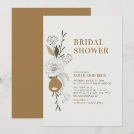 Convite de Chuveiro de Noiva Boho Floral Outono