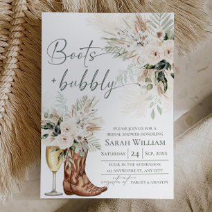 Convite de Chuveiro de Noiva Boots Bubbly Greenery