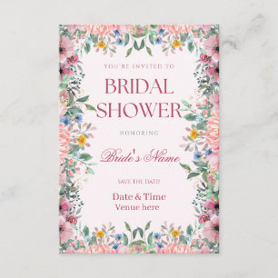 Convite de Chuveiro de Noiva com Borda Floral Vibr