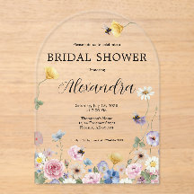 Convite de Chuveiro de Noiva com Flores Silvestres