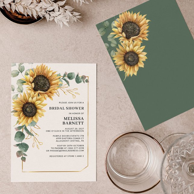 Convite de Chuveiro de Noiva com Girassóis Florais (Criador carregado)