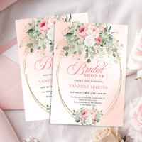 Convite de Chuveiro de Noiva com Rosas Rosa Pálido