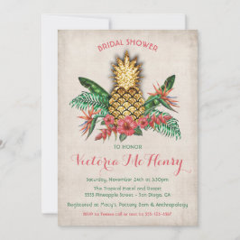 Convite de Chuveiro de Noiva de Abacaxi Dourado Tr