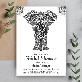 Convite de Chuveiro de Noiva Elegante Elefante com