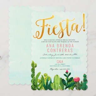 Convite de Chuveiro de Noiva Fiesta Cactus
