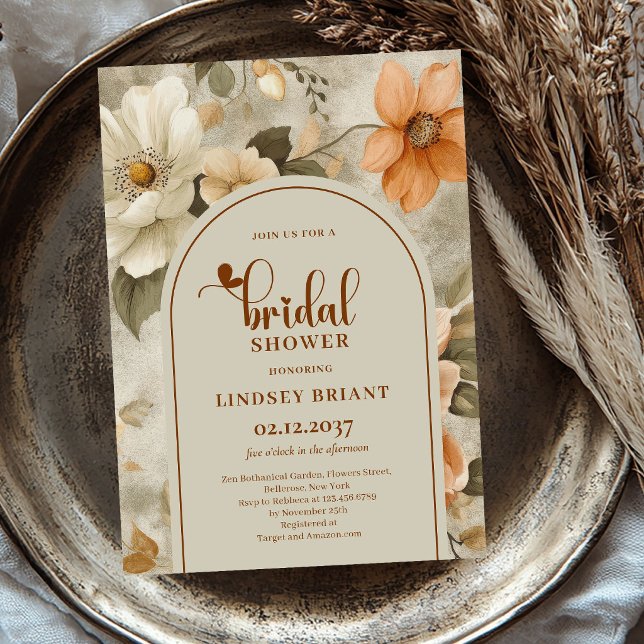 Convite de Chuveiro de Noiva Floral Boho Terroso d (Earthy Boho Floral Sage Bridal Shower Invitation)