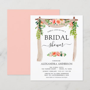Convite de Chuveiro de Noiva Floral Coral Rosa por