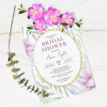 Convite de Chuveiro de Noiva Floral Magnólia Elega