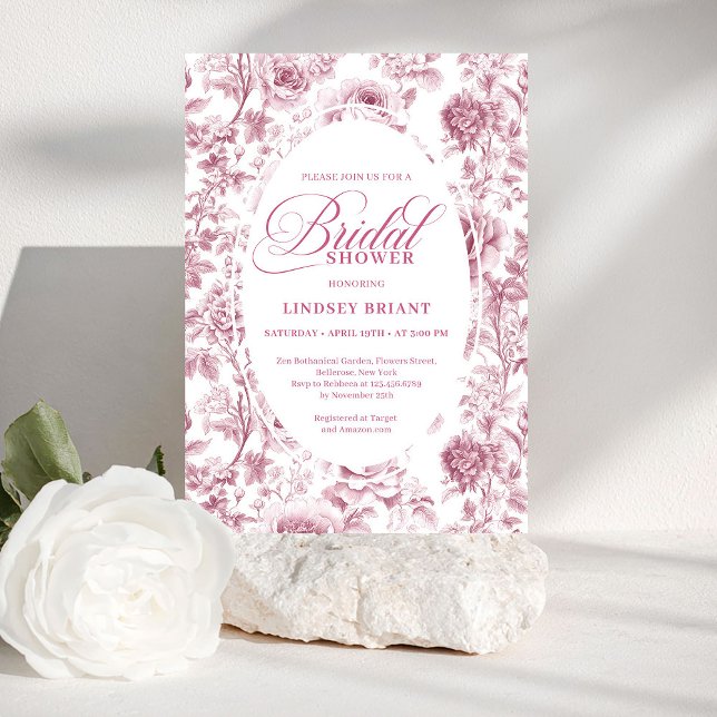 Convite de Chuveiro de Noiva Floral Rosa de Veludo (Romantic Velvet Rose Floral Bridal Shower Invitation)