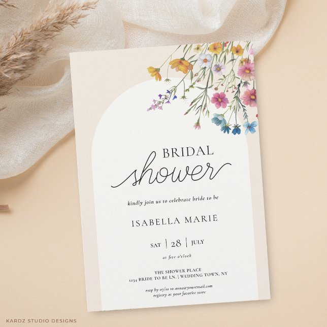 Convite de Chuveiro de Noiva Floral Simples Modern (The front of the invitation is shown at 5x7-inch size. Choose size, paper, + corner style.)