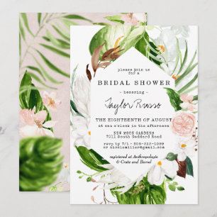 Convite de Chuveiro de Noiva Floral Tropical Blush