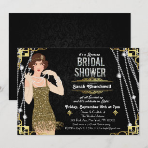 Convite de Chuveiro de Noiva Grande Flapper