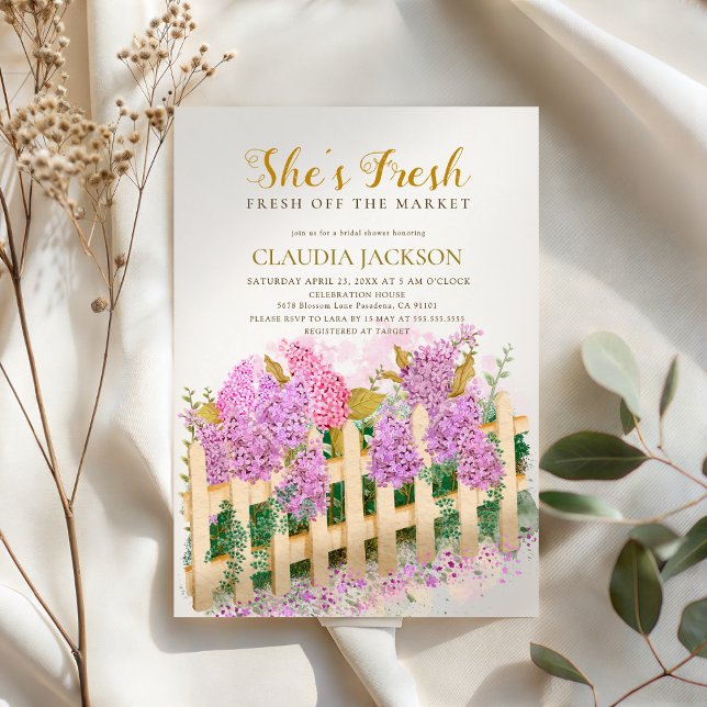 Convite de Chuveiro de Noiva Lilac Picket Fence Sh (Criador carregado)