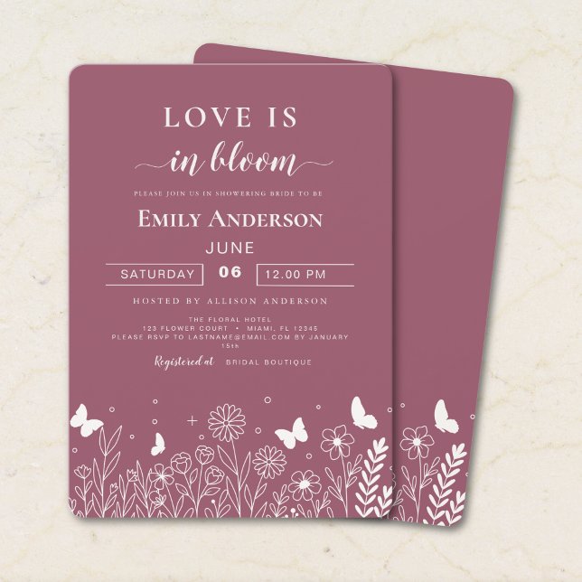 Convite de Chuveiro de Noiva Love Is in Bloom Rose (Criador carregado)