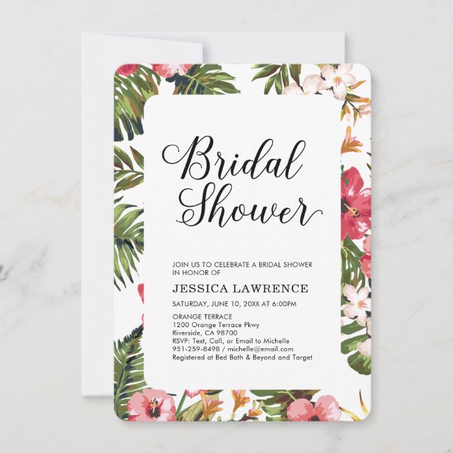 Convite de Chuveiro de Noiva para Casamento Tropic (Frente)